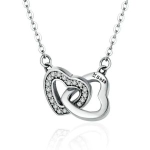 collier 2 coeurs entrelacés