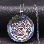 Pendentif Arbre de vie dorée style pierre brillante