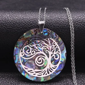 Pendentif Arbre de vie dorée style pierre brillante